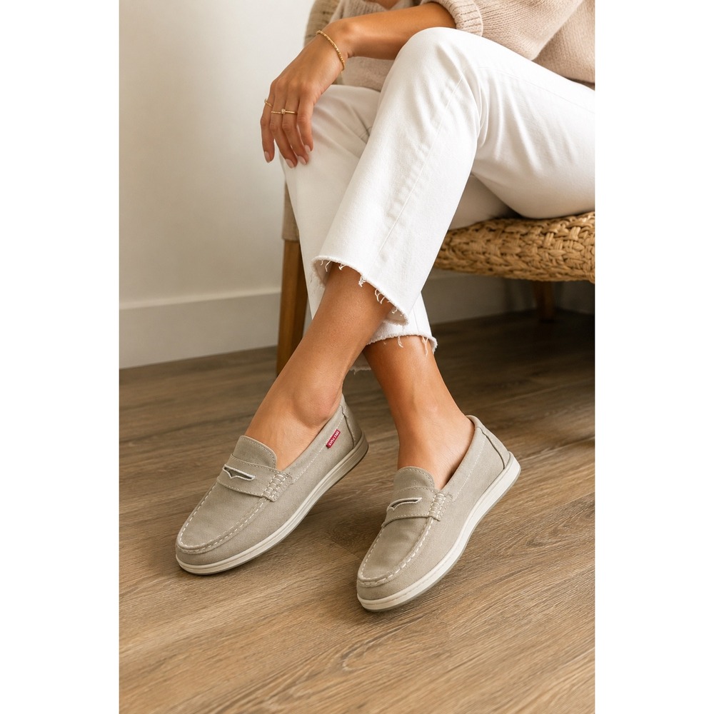 Cole Haan Pinch Weekend Canvas Loafers Beige Tan Slip On Casual Women's 9